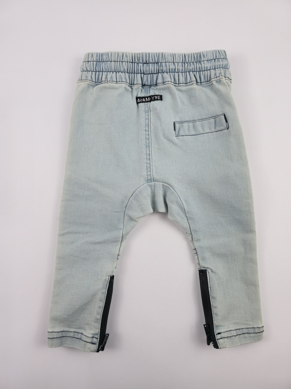 Adam + YVE, Kids Light Wash Biker Jean Pants with Drawstring, 6-12M - Picture 10 of 10